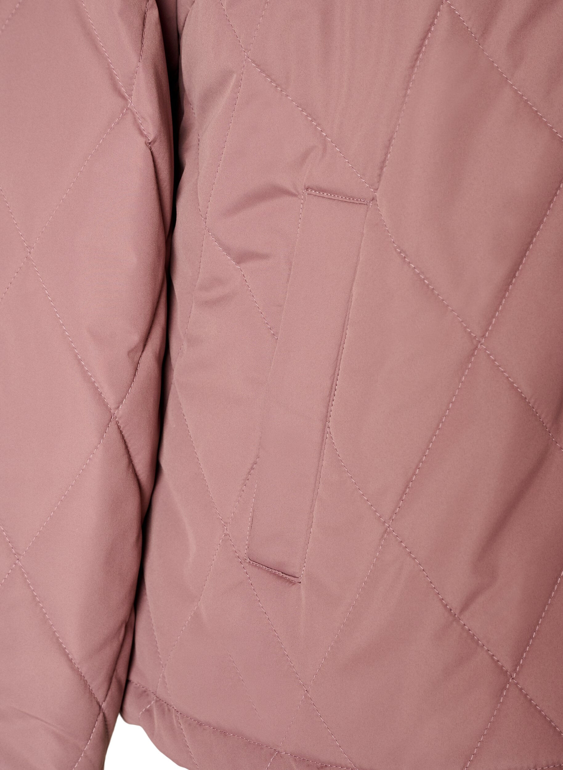 ZizziLett vattert jakke med diamantquilt, Rosa, Packshot image number 3