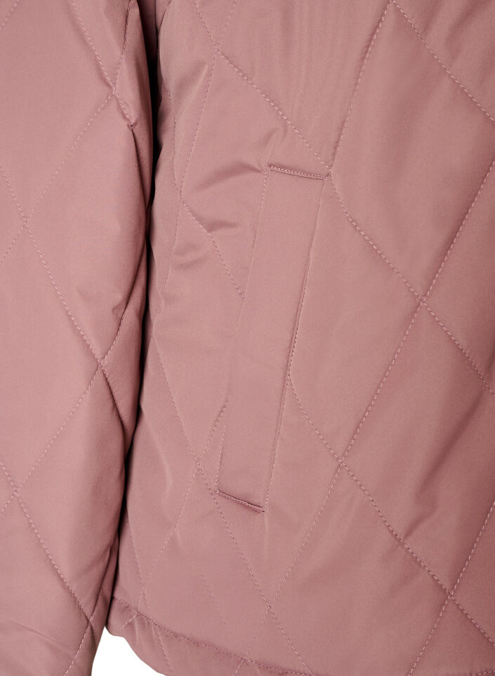Lett vattert jakke med diamantquilt, Rosa, Packshot image number 3