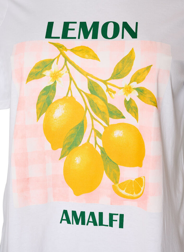 Bomulls-T-skjorte med trykk, Hvit, Packshot