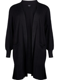 Lang strikket cardigan med lommer, Black