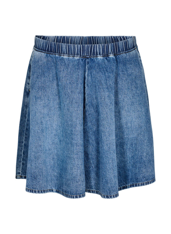 Kort denim skaterskj&oslash;rt, Bl&aring;, Packshot image number 0