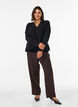 Bluse med ballongsilhuett og V-hals, Svart, Model image number 1