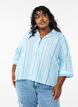 Bluse med krage og 3/4 ermer, Blå, Model image number 0