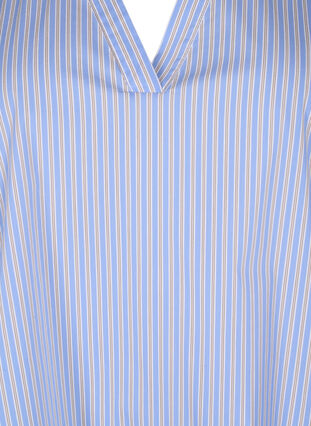 Stripete bluse med peplum og volangdetaljer, Blue Stripe, Packshot image number 2