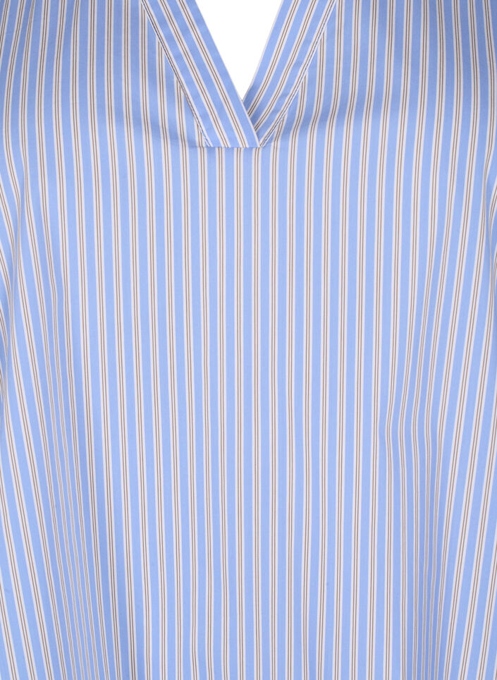 Stripete bluse med peplum og volangdetaljer, Blue Stripe, Packshot image number 2
