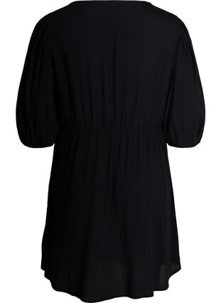 Kjole med knapper og 3/4-ermer, Black, Packshot image number 1