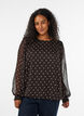 Prikket chiffonbluse med gjennomsiktige ermer, Brun, Model image number 0