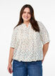 Bluse med trykk og 1/2 ermer, Hvit, Model image number 0