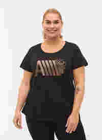 T-skjorte til trening med trykk, Black w. RoseGoldF., Model