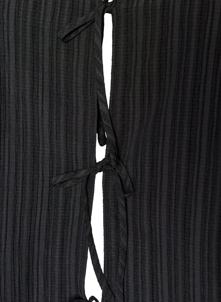 Ermel&oslash;s bluse med tekstur og knytelukking, Svart, Packshot image number 2