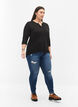 Bluse i bomull med 3/4-ermer, Black, Model image number 2
