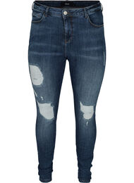 Amy jeans med høyt liv og slitte detaljer, Blue denim