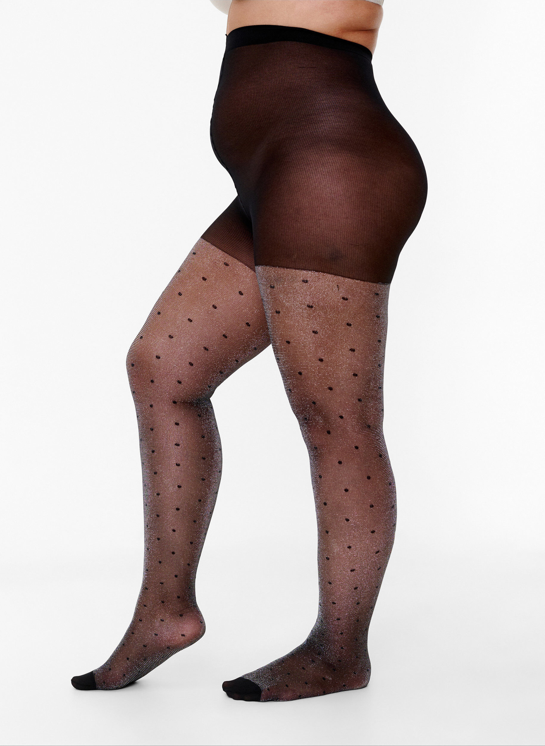 Zizzi Tights i 30 denier med prikker, Black, Model image number 0