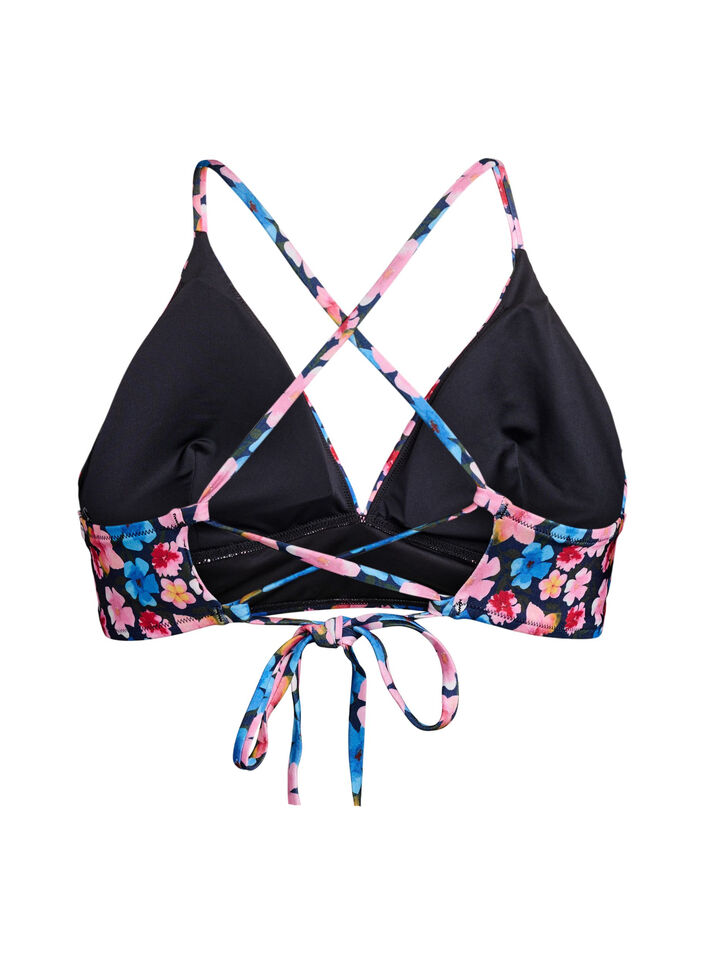 Blomstret bikinioverdel med knyting p&aring; ryggen, Rosa, Packshot image number 1