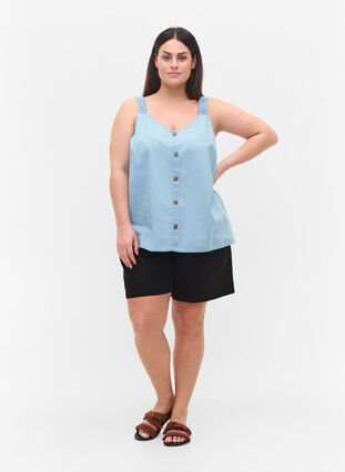 Denimtopp med knapper, Light blue denim, Model image number 2