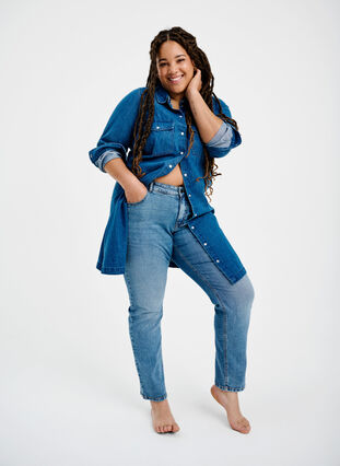 Zizzi Tofarget Mille Mom Fit Jeans, Lt. B. Comb, Image image number 0