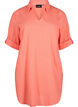 Kortermet tunika i bomullsblanding med lin, Living Coral, Packshot image number 0