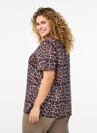 Zizzi FLASH - T-skjorte med leopardmønster, Brun, Model image number 2