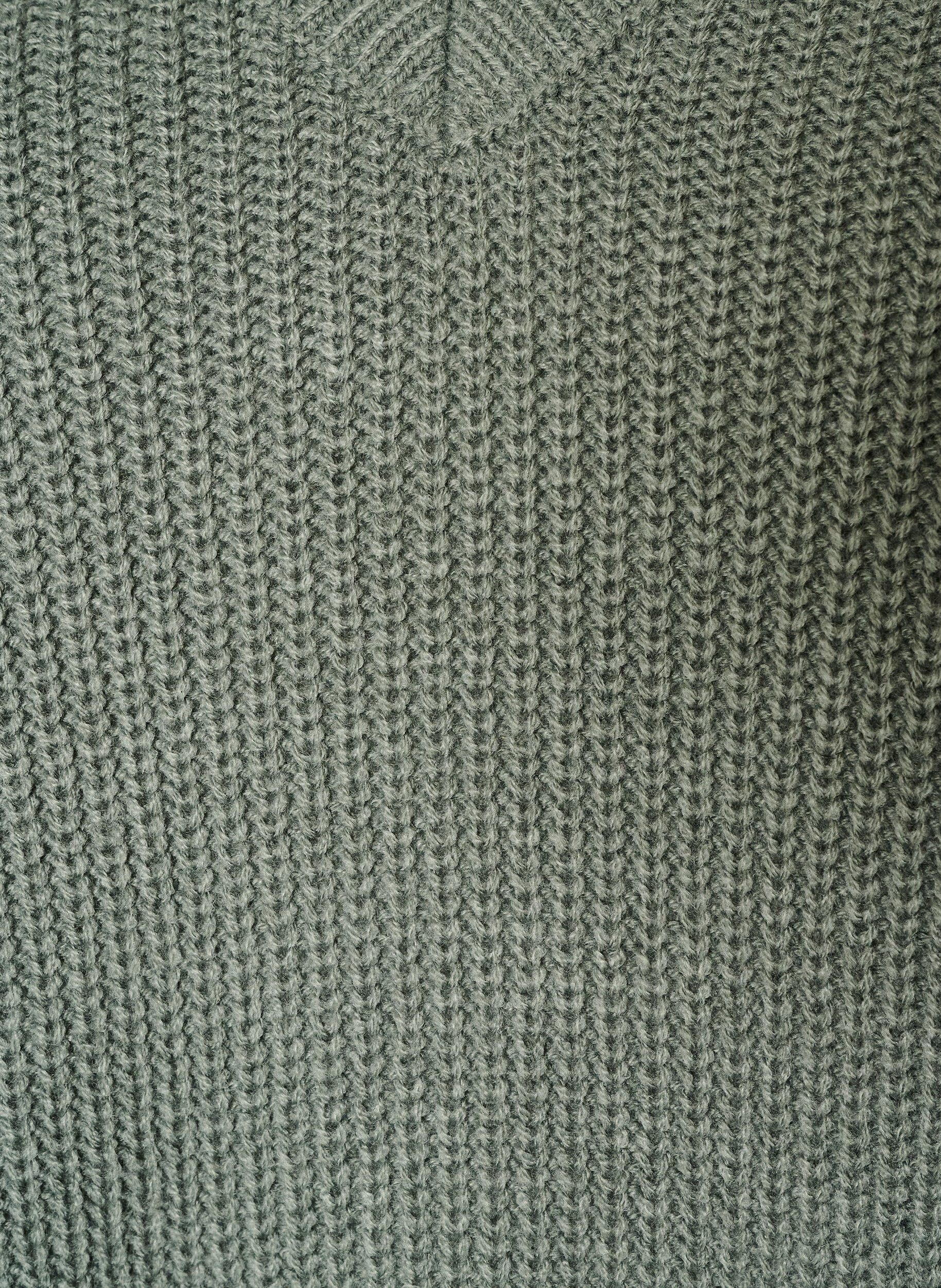 ZizziLang ribbestrikket bluse med V-hals, Gr&oslash;nn, Packshot image number 2