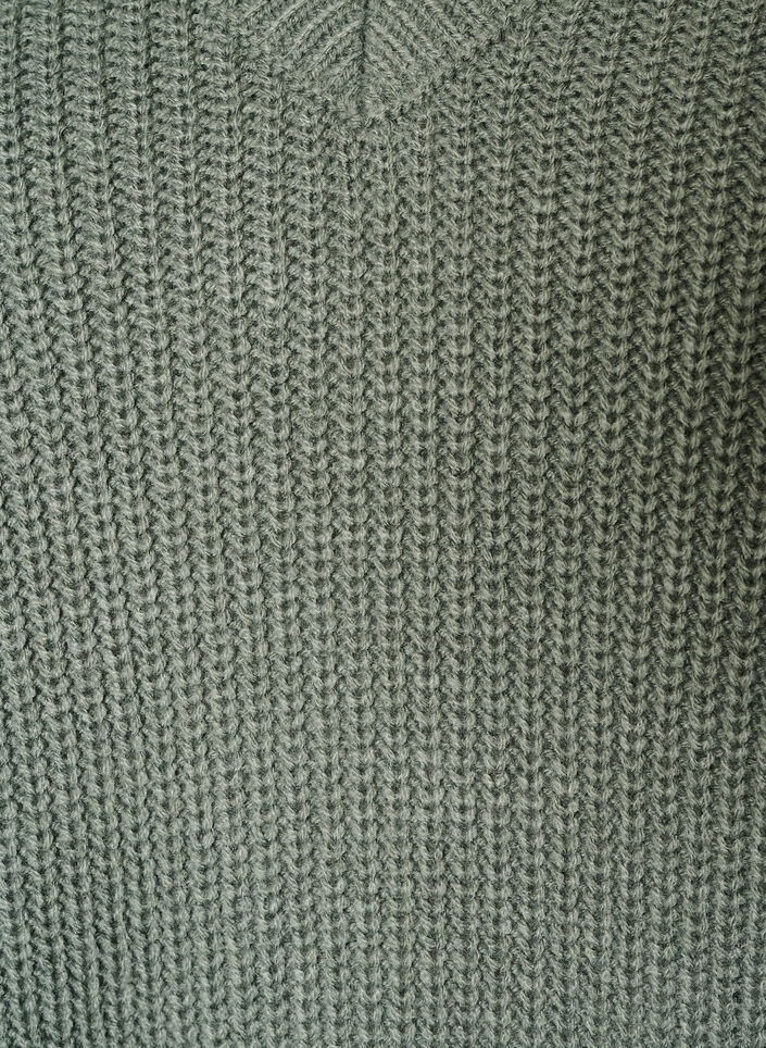 Lang ribbestrikket bluse med V-hals, Gr&oslash;nn, Packshot image number 2