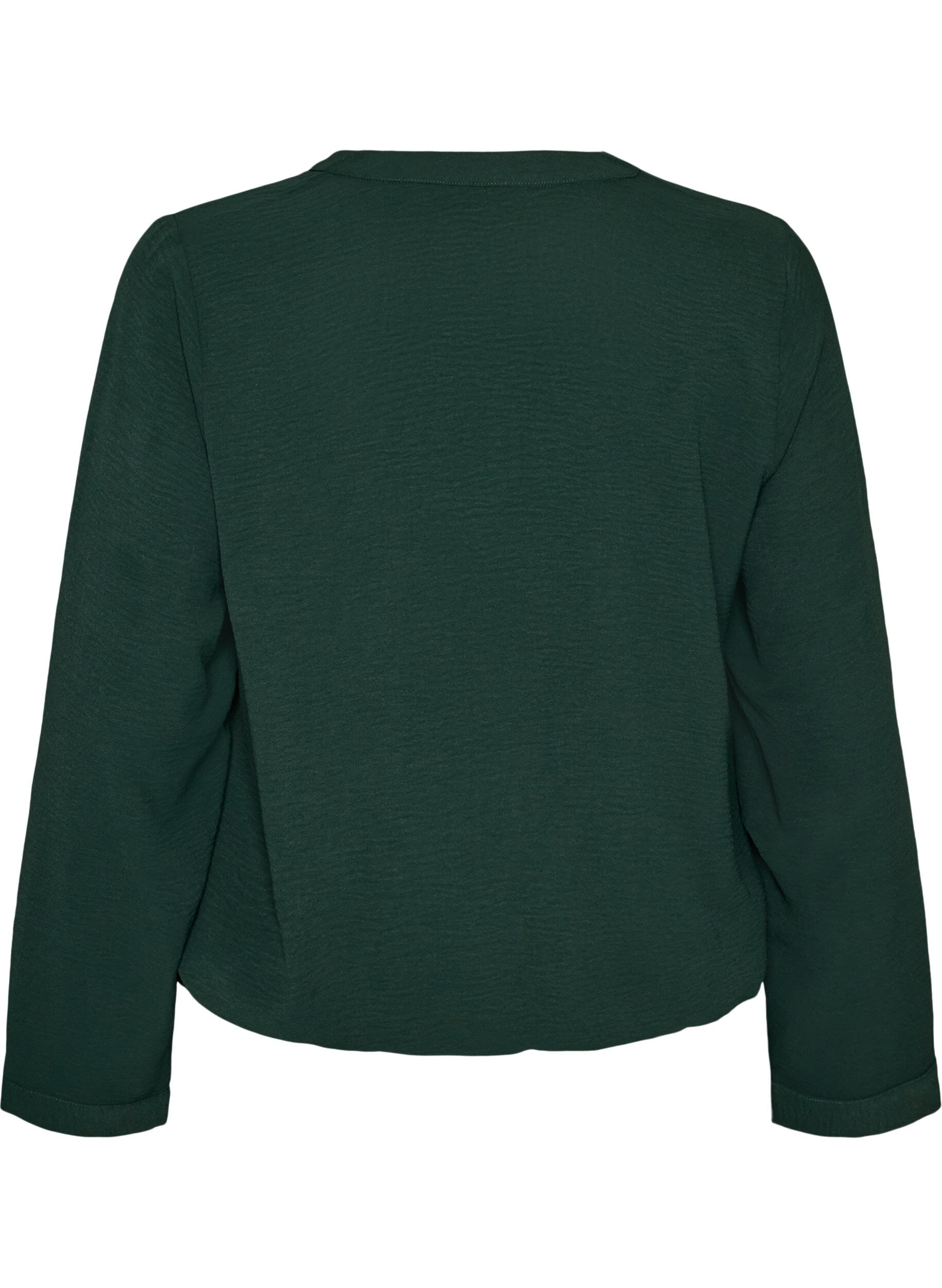 ZizziBluse med ballongsilhuett og V-hals, Gr&oslash;nn, Packshot image number 1