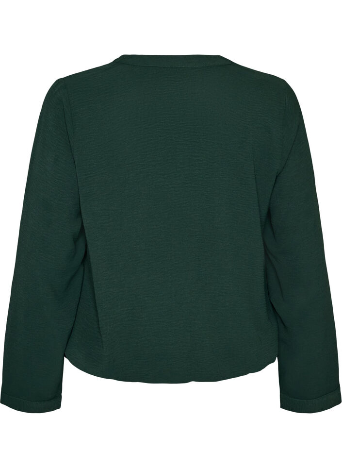 Bluse med ballongsilhuett og V-hals, Gr&oslash;nn, Packshot image number 1