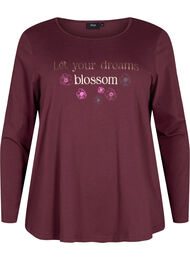 Nattskjorte i bomull med teksttrykk, Fig w. Blossom