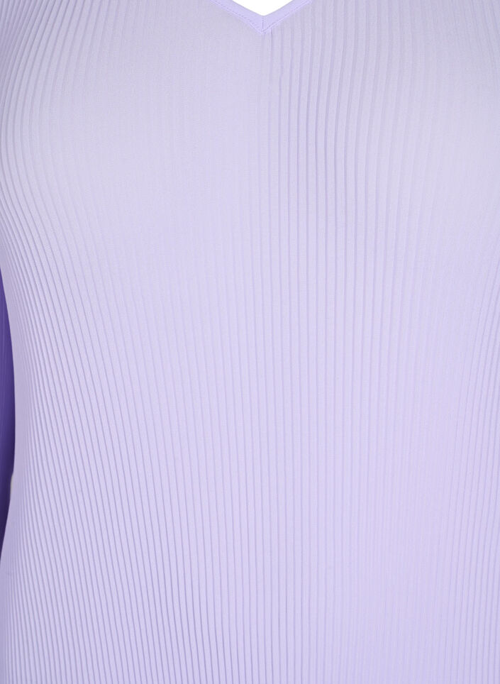 Bluse med plissé og 3/4-ermer, Lavender, Packshot image number 2