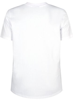 Zizzi Basic T-skjorte i bomull med rund hals, Hvit, Packshot image number 1