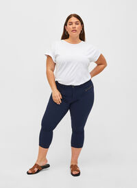 Tettsittende knickers i viskosemiks, Blå Tettsittende knickers i viskosemiks, Blå, Model