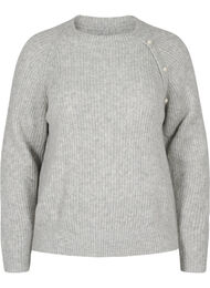 Melert genser med perleknapper, Light Grey Melange