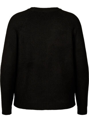 Strikket bluse med brodert tekst, Black/Black, Packshot image number 1