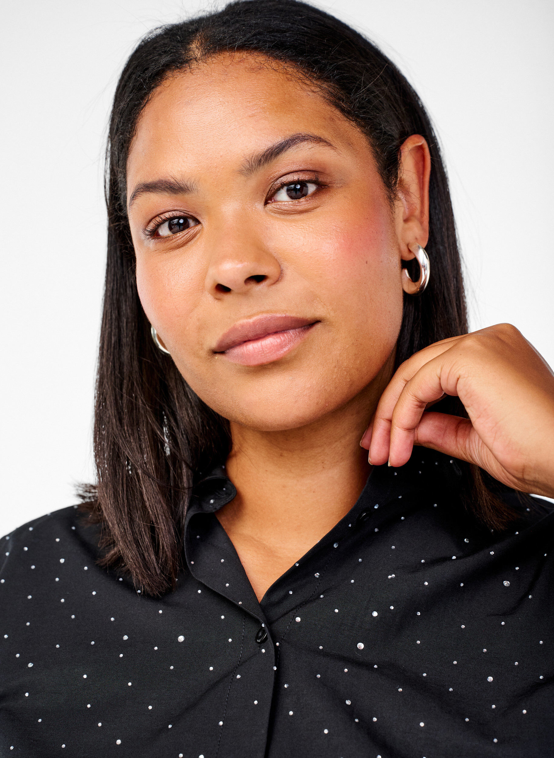 Zizzi Skjorte med strass, Black, Model image number 2