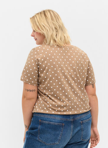 Prikkete T-skjorte i bomull, Desert Taupe W. Dot, Model image number 1