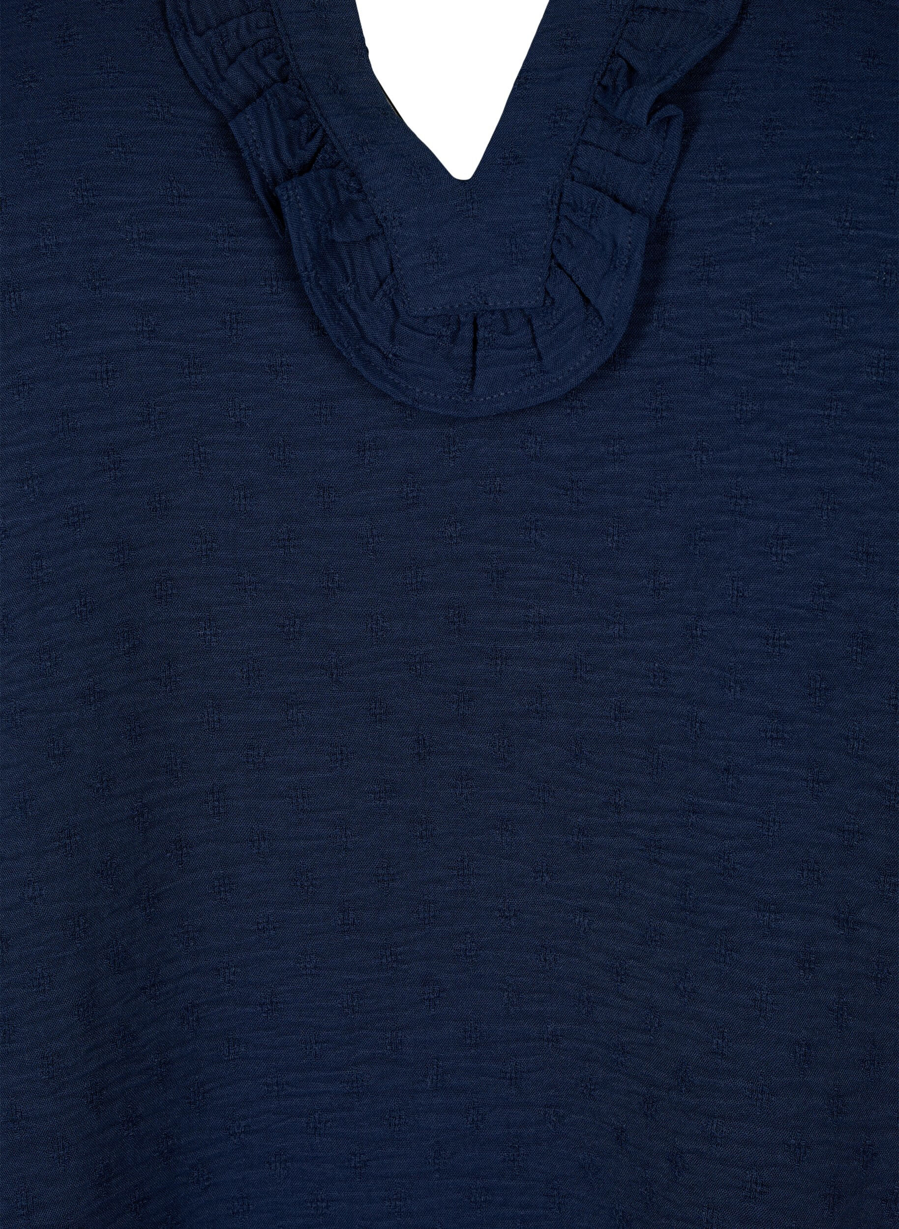 Zizzi Langermet bluse med struktur, Navy Blazer, Packshot image number 2