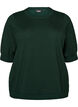 Finstrikket bluse med korte ermer, Gr&oslash;nn, Packshot image number 0
