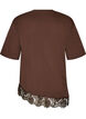 T-skjorte med asymmetrisk blondekant, Brun, Packshot image number 1