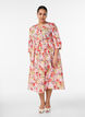 Blomstrete midiskj&oslash;rt med broderie anglaise og knytebelte, Rosa, Model image number 0