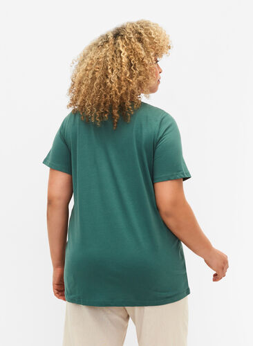 Basis T-skjorter i bomull 2 stk., Mallard Green/Black, Model image number 1