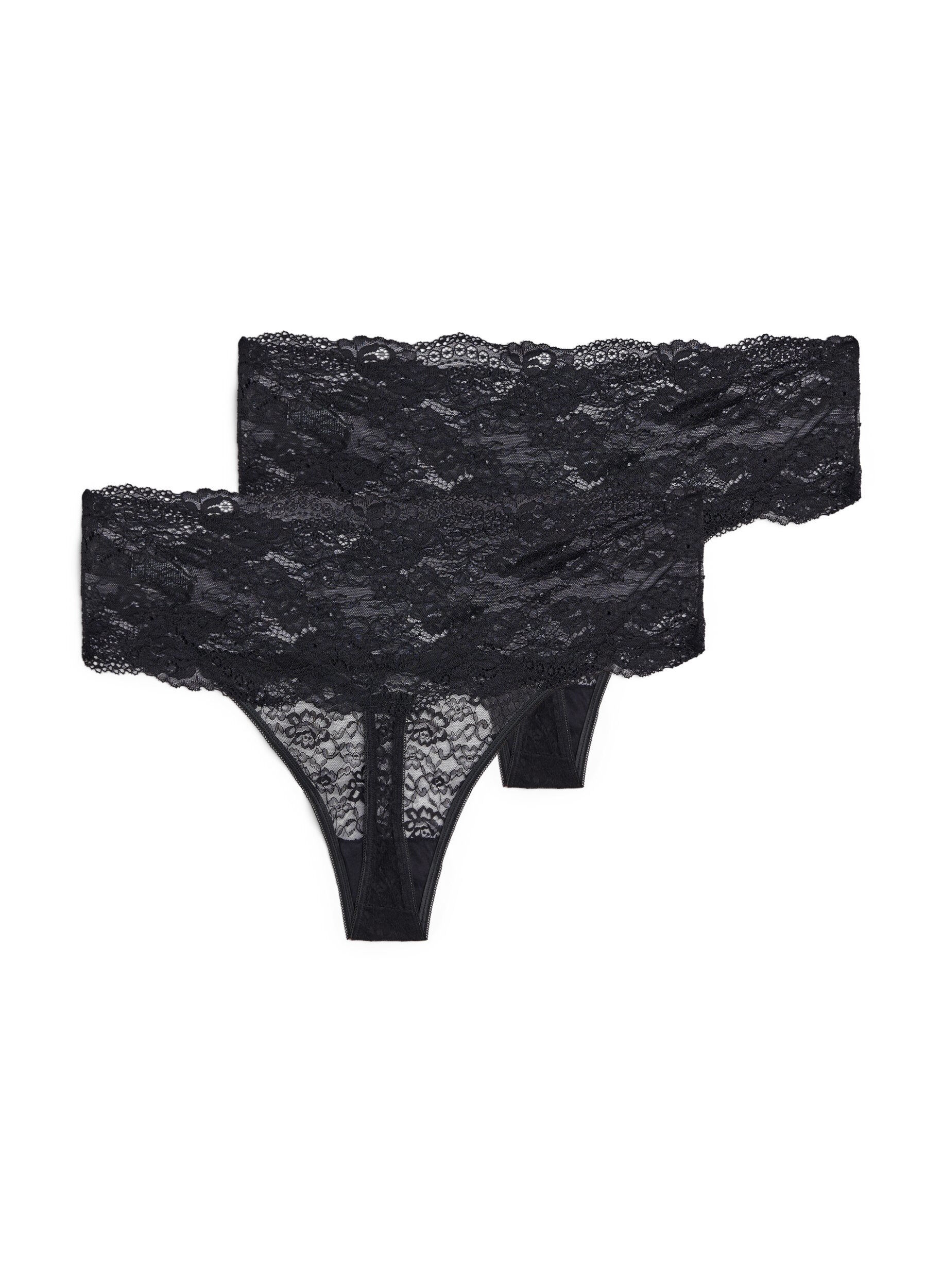 Zizzi2-pk g-streng truse, Svart, Packshot image number 1