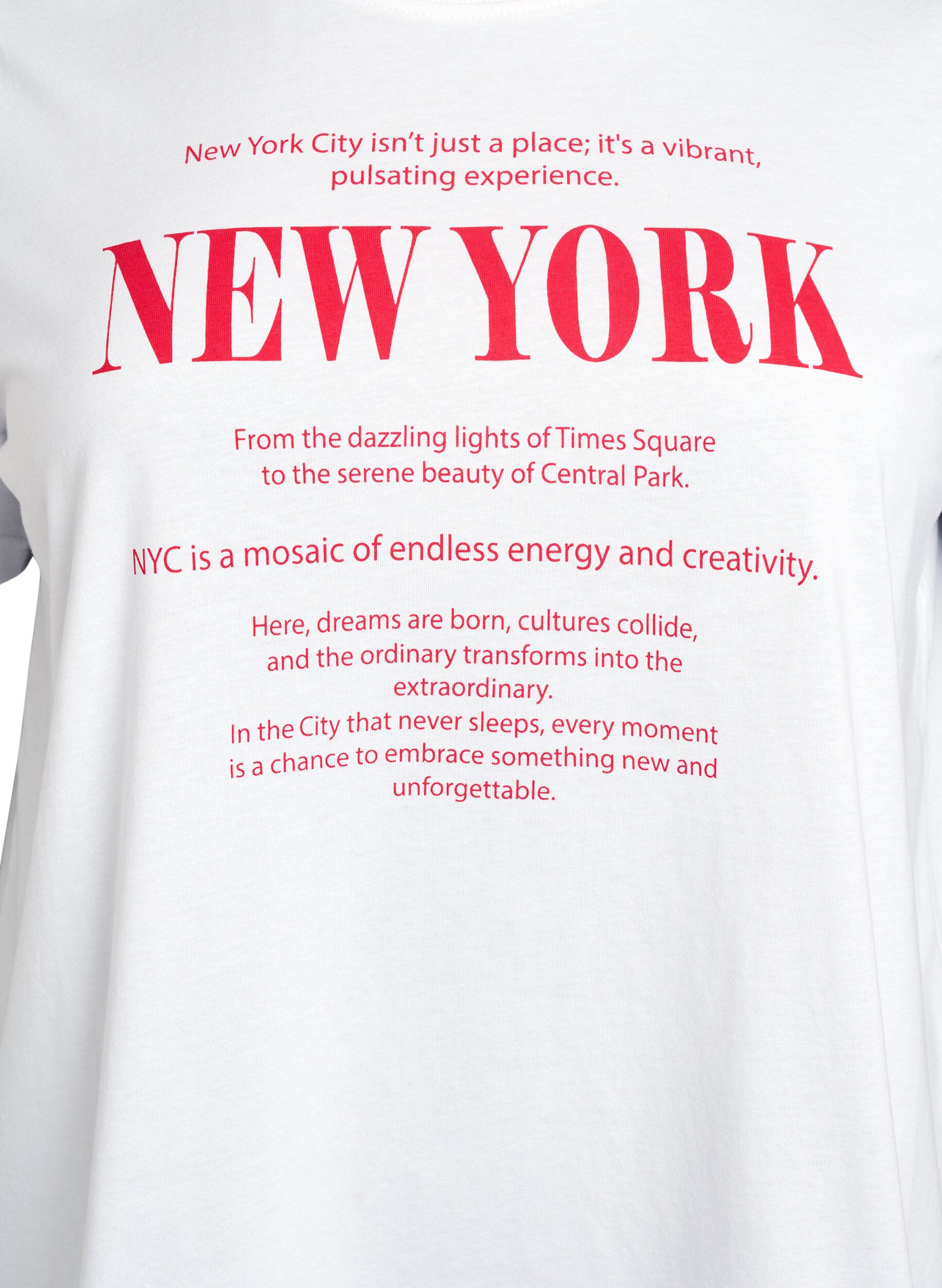 Zizzi T-skjorte med tekstprint og rund hals, Hvit, Packshot image number 2