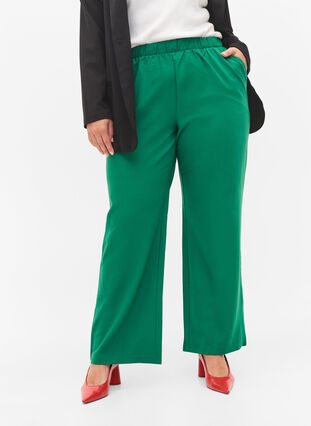 Slengbukser med lommer, Verdant Green, Model image number 2