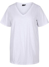 Ensfarget oversized t-skjorte med V-hals, Bright White