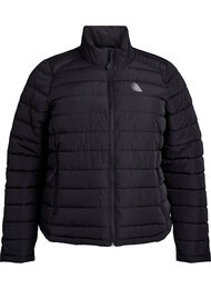 Sporty polstret jakke med høy krage og lommer, Black