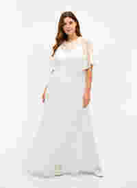 Brudekjole med blonder og korte ermer, Star White, Model