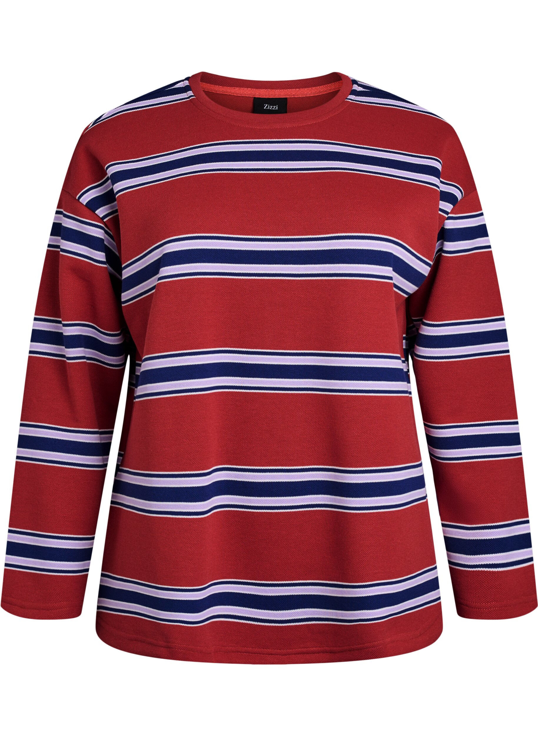 Jerseybluse med brede striper