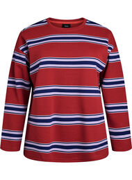 Jerseybluse med brede striper, R&oslash;d
