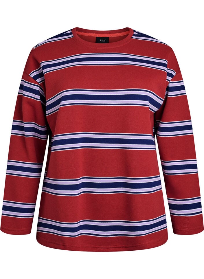 Jerseybluse med brede striper, Rød, Packshot