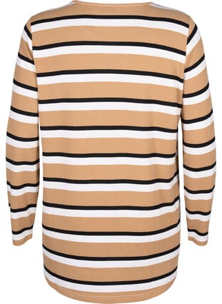 Stripete bluse med lange ermer, Stripe, Packshot image number 1