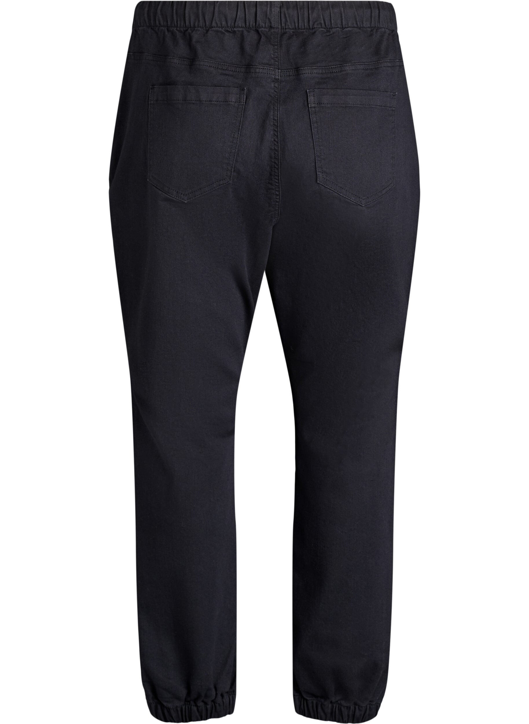 ZizziJoggebukse i denim med lommer, Svart, Packshot image number 1